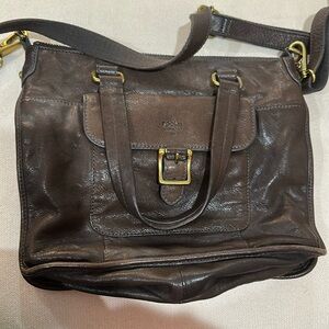 Brown Fossil leather crossbody bag